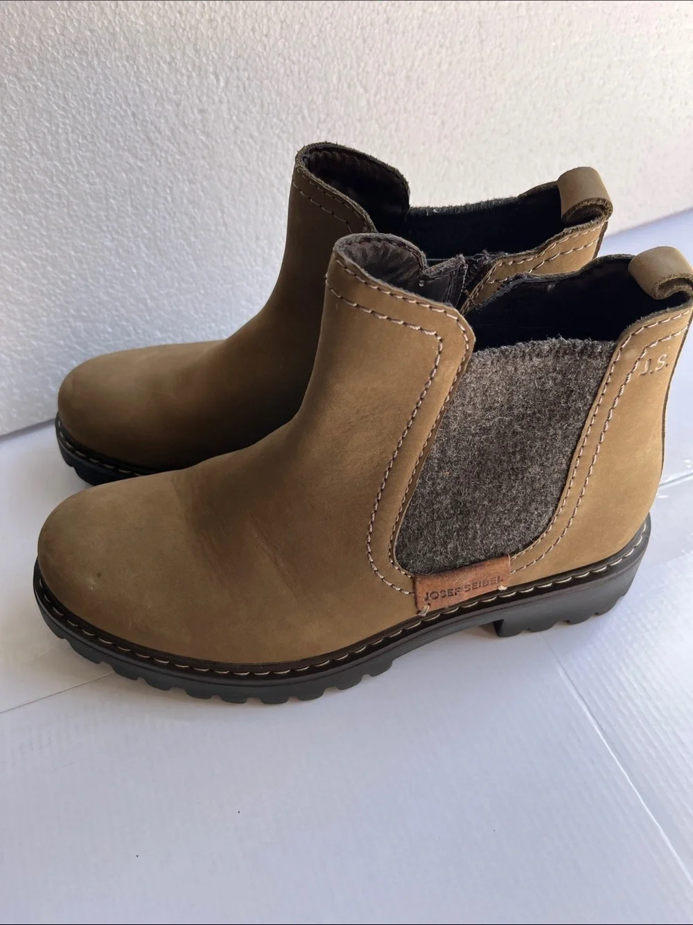 Josef Seibel Tan Chelsea Boots with Gray Panels